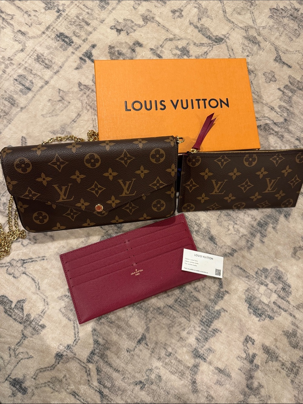 Louis Vuitton Monogram Crossbody Wallet with Bordeaux Card Holder